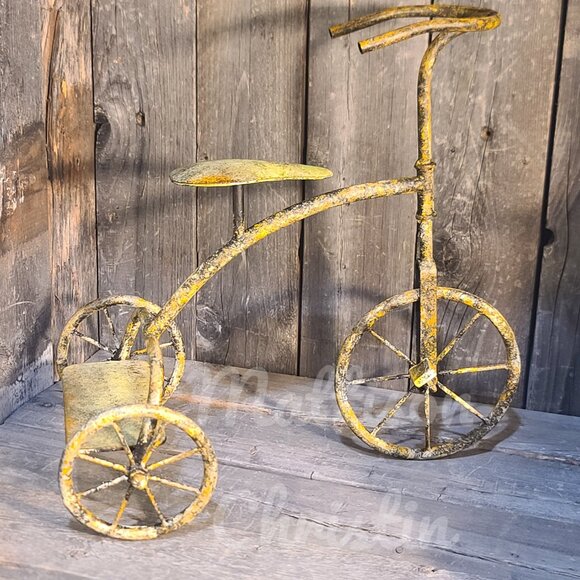 Antique Inspired Distressed Metal Tabletop Toy Trike - Picture 3 of 7